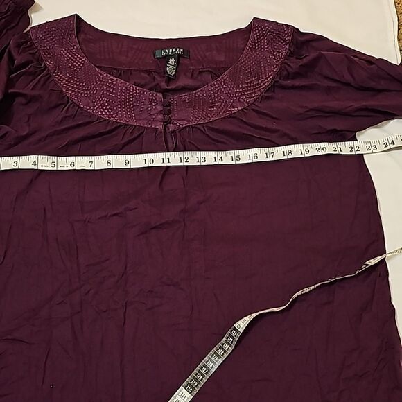 Lauren Ralph Lauren Berry Embroidered Boat Neck Semi Sheer 3/4 Longsleeve Blouse - Picture 4 of 8